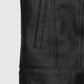 Jeff Goldblum Black Leather Jacket for Men | Genuine Leather - collar and zip close-up