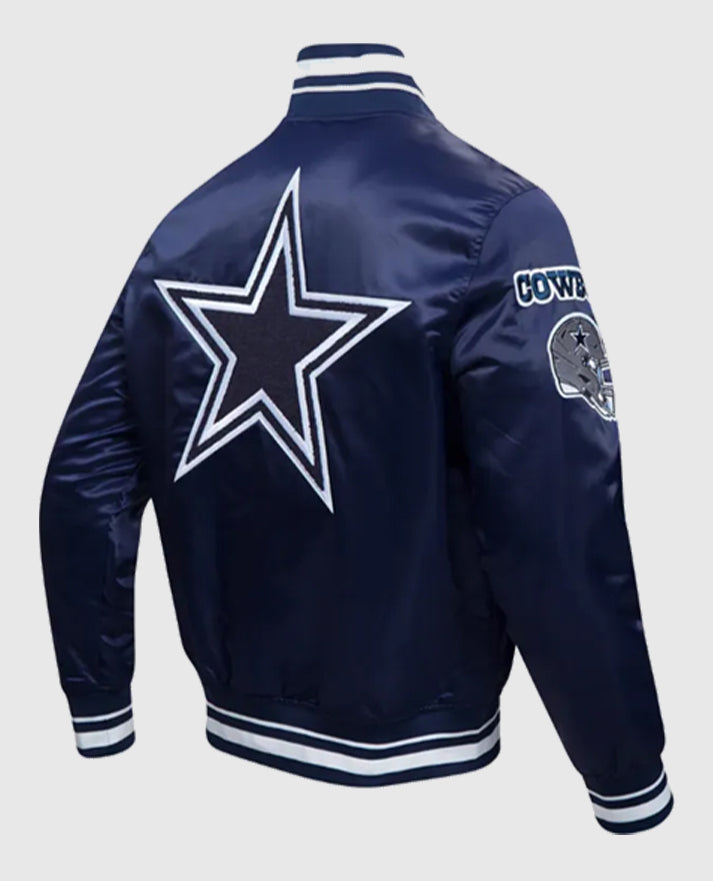 Dallas Cowboys Mashup Classic Rib Satin Jacket - collar and front closure detail
