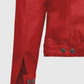 Men's Red Leather Trucker Jacket – Custom Fit | Genuine Leather - side angle view