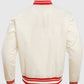 San Francisco 49ers White & Black Leather Jacket for Men - model wearing the jacket