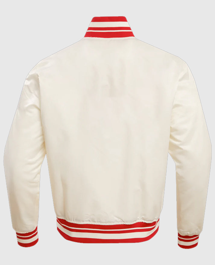 San Francisco 49ers White & Black Leather Jacket for Men - model wearing the jacket