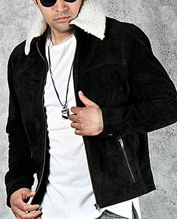 The Walking Dead Rick Grimes Brown Suede Jacket for Men - detail view