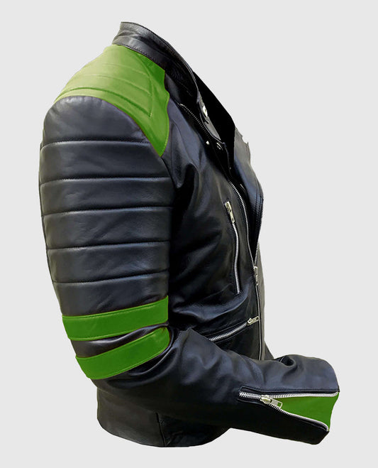 Marlon Brando Black Biker Leather Jacket for Men – Custom Fit - side angle view