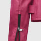 Jessica Alba Pink Leather Biker Jacket for Women – Custom Fit - inner lining view