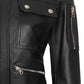 Evelyn Women's Classic Black Leather Bomber Jacket - inner lining view