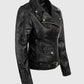 Sarah Connor Terminator Genisys Black Leather Biker Jacket for Women - side angle view