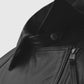 Women's Black & White Biker Leather Jacket | Genuine Leather - side angle view