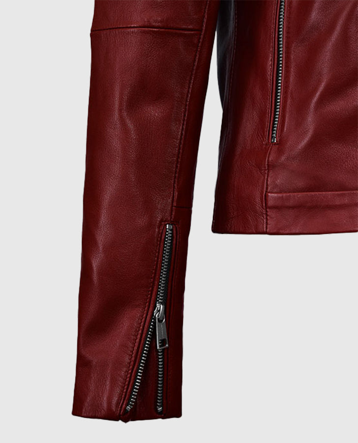 Kaya Scodelario Resident Evil Red Leather Jacket for Women - inner lining view