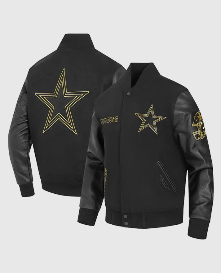 Dallas Cowboys Black & Gold Varsity Jacket - inner lining detail