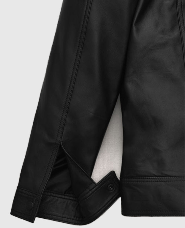 David Beckham Black Leather Jacket for Men – Premium Outerwear - inner lining view