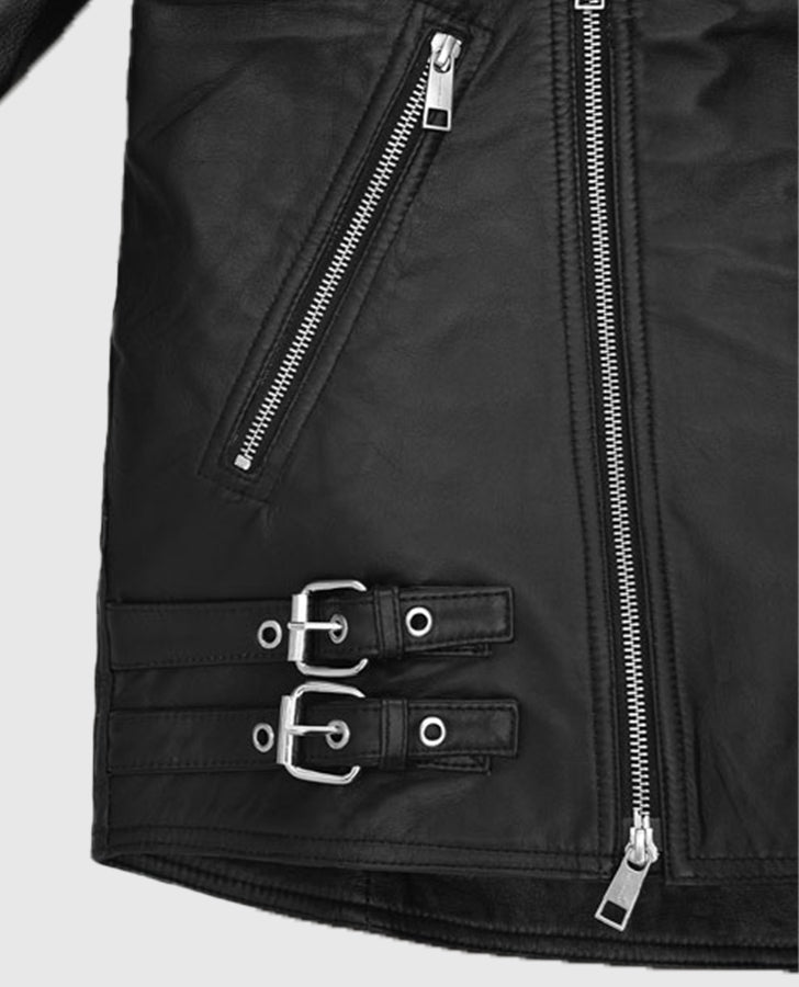 Kylian Mbappe Black Biker Leather Jacket for Men – Custom Fit - inner lining view