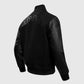 MLB Boston Red Sox Men's Black Varsity Leather Jacket - collar and zip close-up