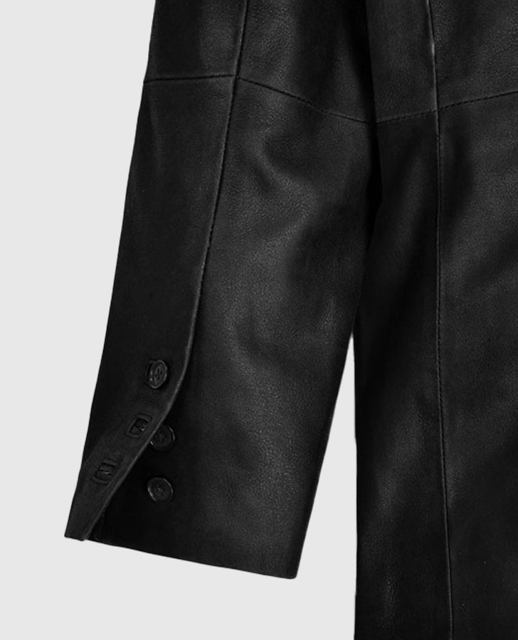 Ben Stiller Black Leather Blazer for Men – Custom Fit - model wearing the jacket