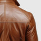 Men's Vintage Big Pockets Tan Brown Leather Coat – Custom Fit - side angle view