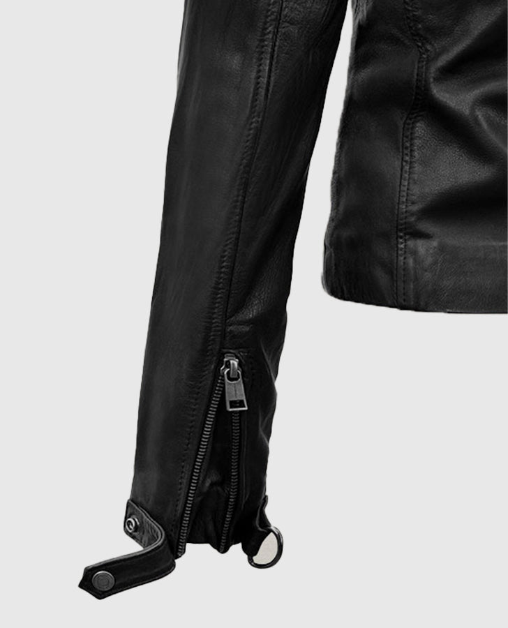 Lucifer S05 Chloe Decker Black Leather Biker Jacket for Women - inner lining view