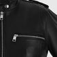 Women's Chic Rider Black Leather Jacket – Custom Fit - model wearing the jacket