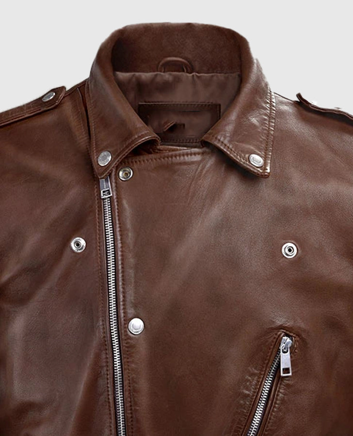 Men's Beast Spanish Brown Biker Leather Jackets Jacket - inner lining view