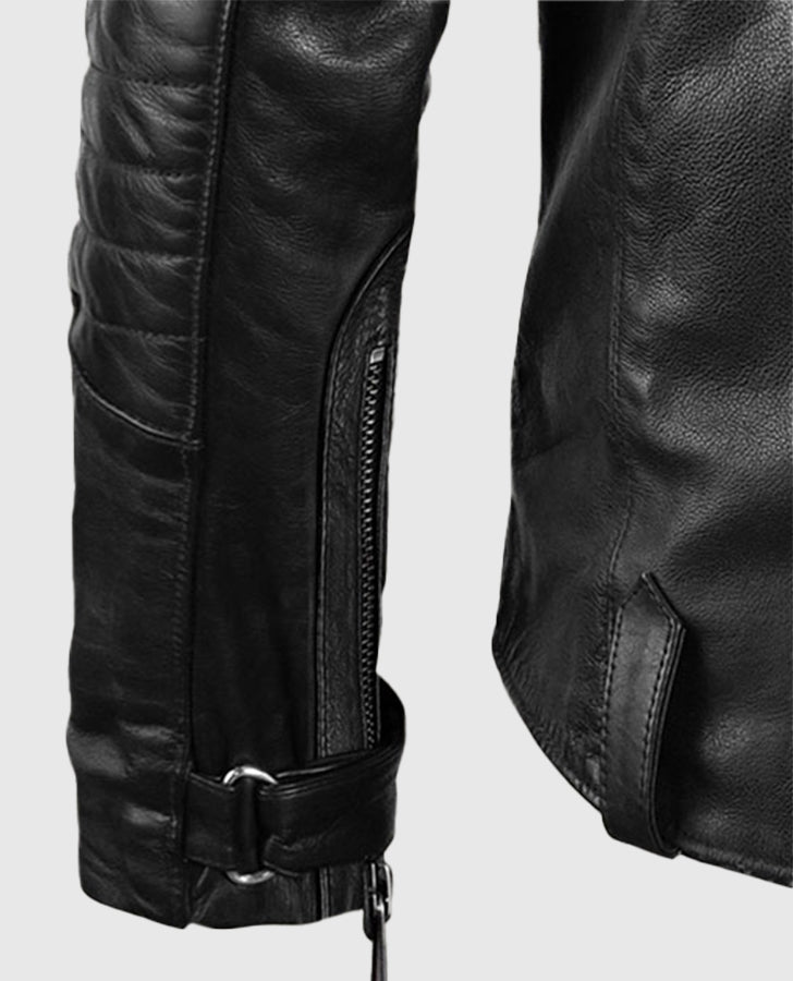 David Beckham Black Biker Leather Jacket for Men – Custom Fit - inner lining view