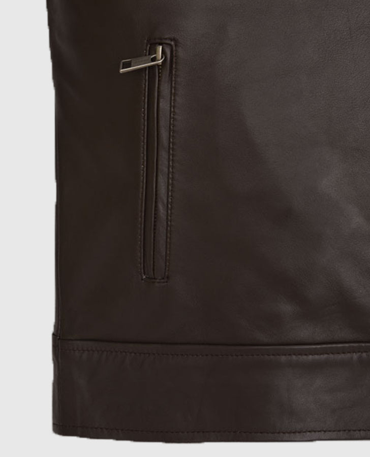 Chicago PD Hank Voight Brown Leather Jacket for Men - inner lining view