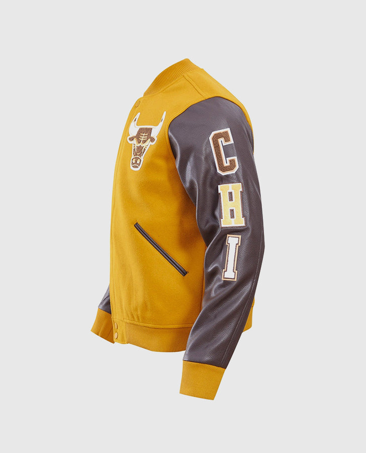 NBA Chicago Bulls Classic Wool Men's Yellow Varsity Jacket - inner lining view