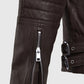 Shotgun Brown Moto Leather Jacket for Men – Custom Fit - collar and zip close-up