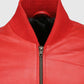 Dizller 8 Ball Pool Red Letterman Bomber Leather Jacket for Men - inner lining view