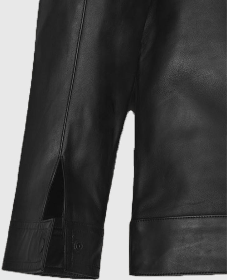 Aaron Taylor Johnson Black Leather Jacket for Men | Genuine Leather - inner lining view
