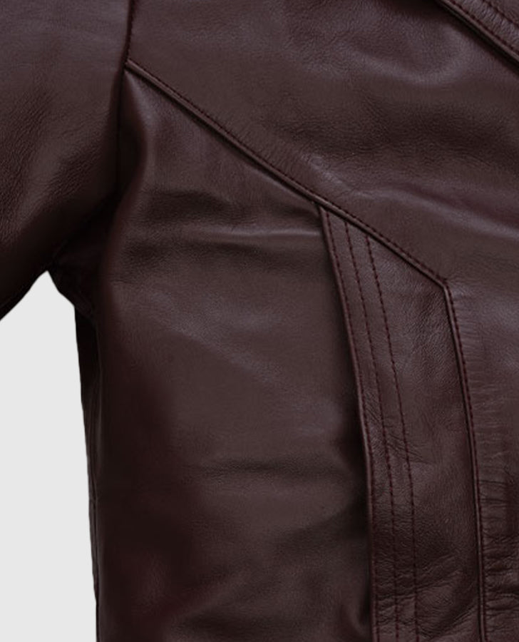 Johnny Depp Donnie Brasco Maroon Leather Blazer Jacket for Men - inner lining view