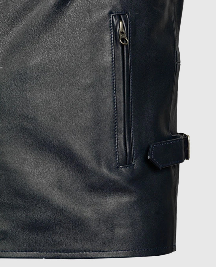 Vin Diesel Fast and Furious 6 Blue Leather Jacket for Men - model wearing the jacket