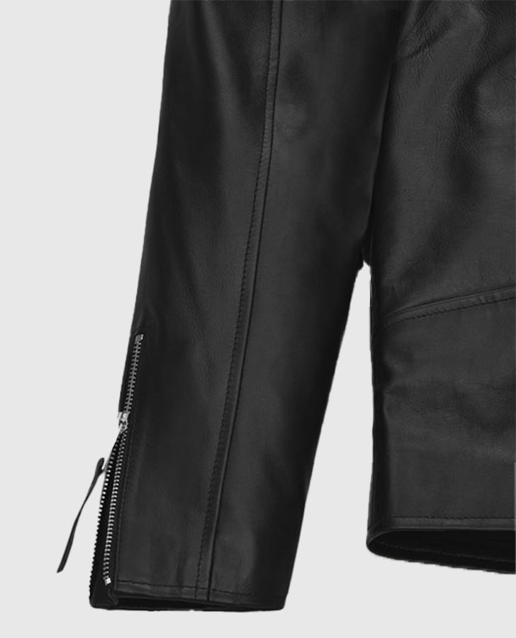 Ansel Elgort Black Leather Jacket for Men – Custom Fit - inner lining view