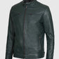 Men's Dark Green Cafe Racer Leather Jacket – Custom Fit - inner lining view
