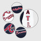 MLB Atlanta Braves Men's Blue Varsity Leather Jacket - collar and zip close-up