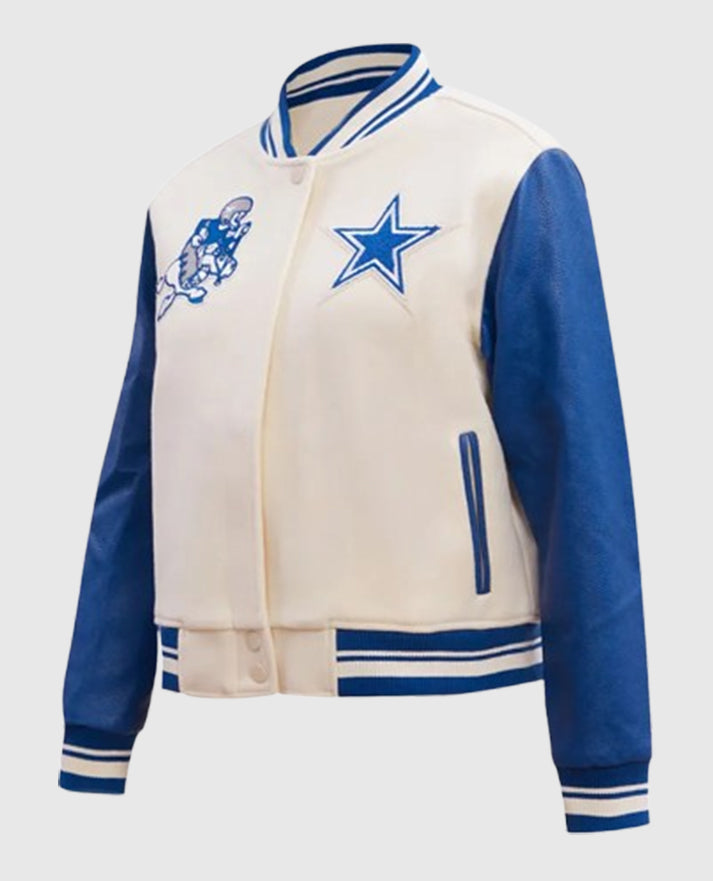 Dallas Cowboys Retro Classic Varsity Cream Jacket - inner lining detail