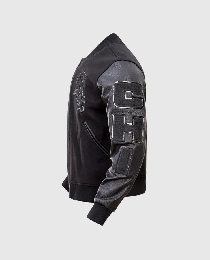 MLB Chicago White Sox Black Men's Varsity Leather Jacket - inner lining view