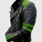 Marlon Brando Black Biker Leather Jacket for Men – Custom Fit - collar and zip close-up