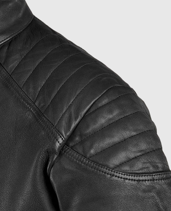 Shotgun Black Moto Leather Jacket for Men – Custom Fit - side angle view