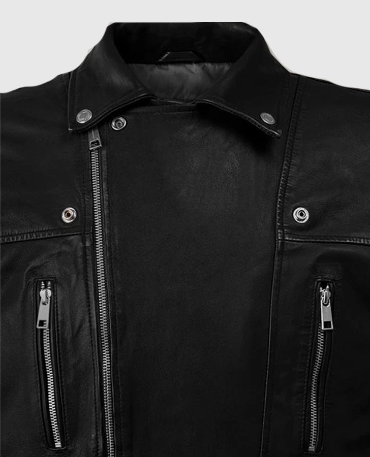 Dauntless Black Biker Leather Jacket for Men – Premium Outerwear - inner lining view