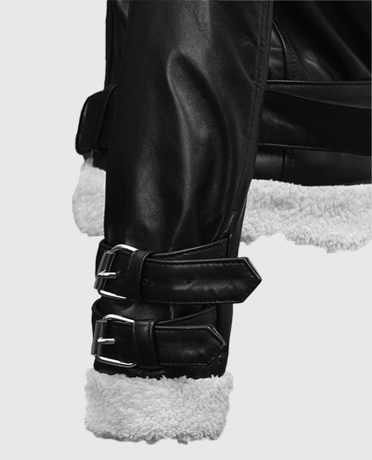 Rita Ora Black Leather Biker Jacket for Women – Custom Fit - model wearing the jacket