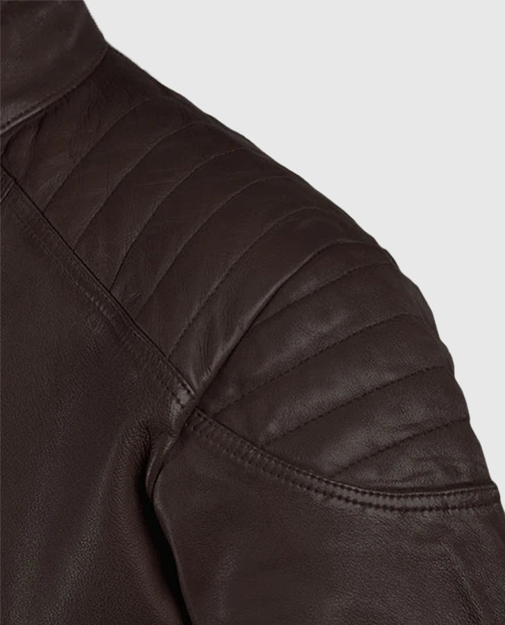 Shotgun Brown Moto Leather Jacket for Men – Custom Fit - inner lining view