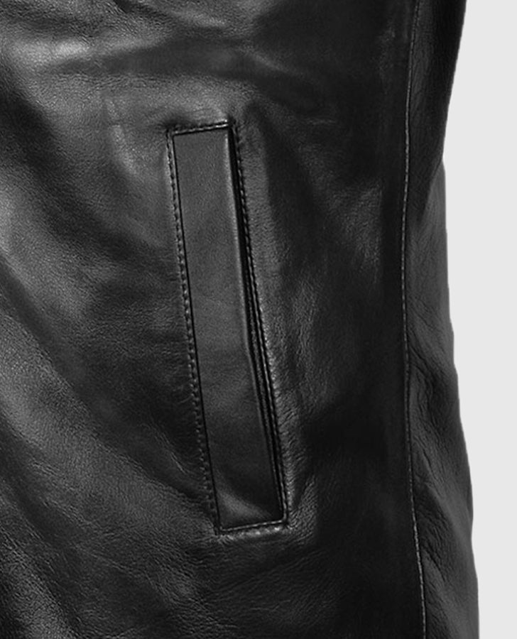 Jim Morrison Black Leather Jacket for Men – Custom Fit - model wearing the jacket