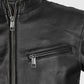 Vin Diesel Fast and Furious 6 Black Leather Jacket for Men - collar and zip close-up