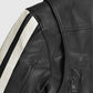 Robert Pattinson Vintage Black Leather Jacket for Men - collar and zip close-up
