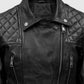 Lucifer S05 Chloe Decker Black Leather Biker Jacket for Women - model wearing the jacket
