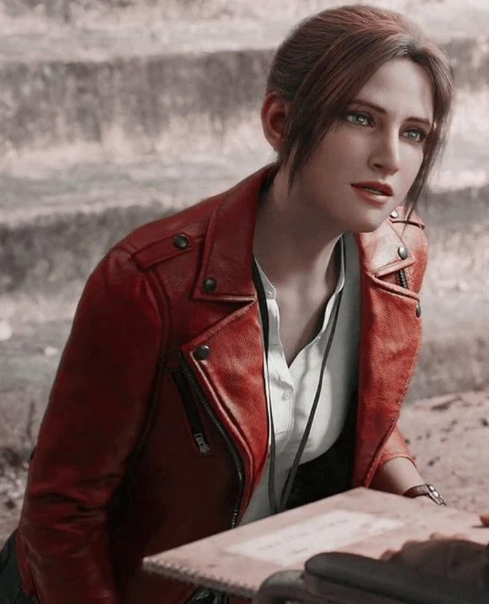 Resident Evil Infinite Darkness Claire Redfield Biker Leather Jacket - model wearing the jacket