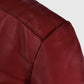 Kaya Scodelario Resident Evil Red Leather Jacket for Women - model wearing the jacket