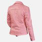 Women's Pink Leather Biker Jacket – Premium Outerwear - model wearing the jacket