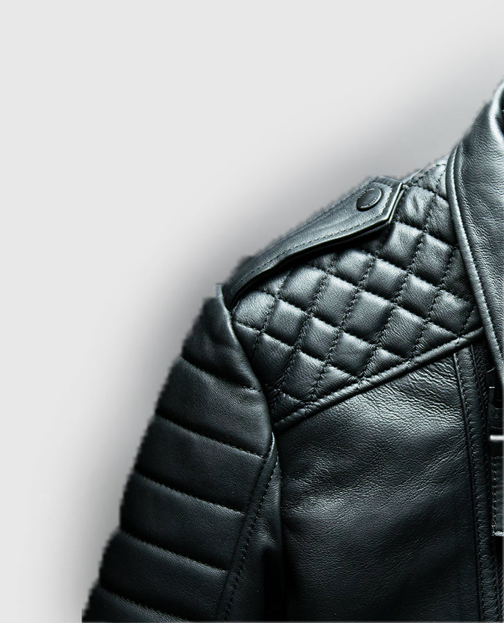 Charles Burnt Black Biker Leather Jacket for Men – Premium Outerwear - inner lining view