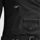 Vox Lux Natalie Portman Black Biker Leather Jacket for Women - model wearing the jacket