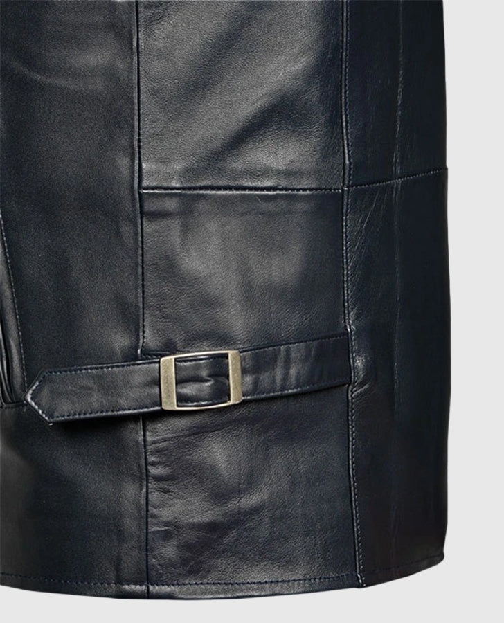 Vin Diesel Fast and Furious 6 Blue Leather Jacket for Men - detail view