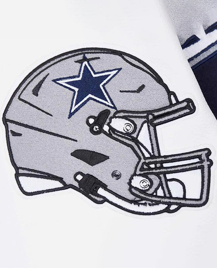 Dallas Cowboys Script Tail Classic Rib Varsity Jacket - styled view